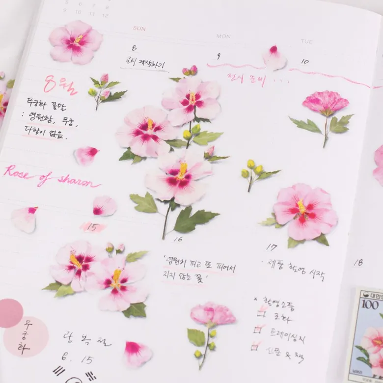 Appree | Pegatinas Flores Prensadas Rose Of Sharon