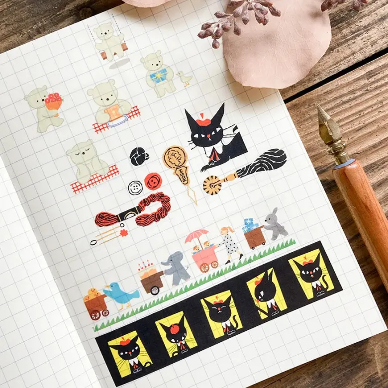 Cozyca | Kuroneko Design Washi Tape A Hundred Faces
