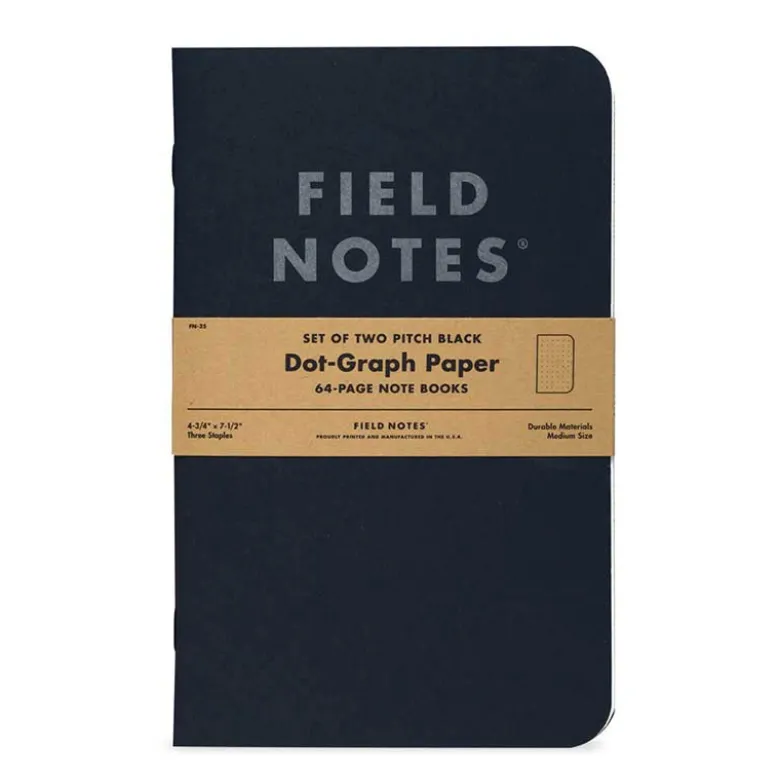 Field Notes | Set de 2 Cuadernos Pitch Black M (Puntos)
