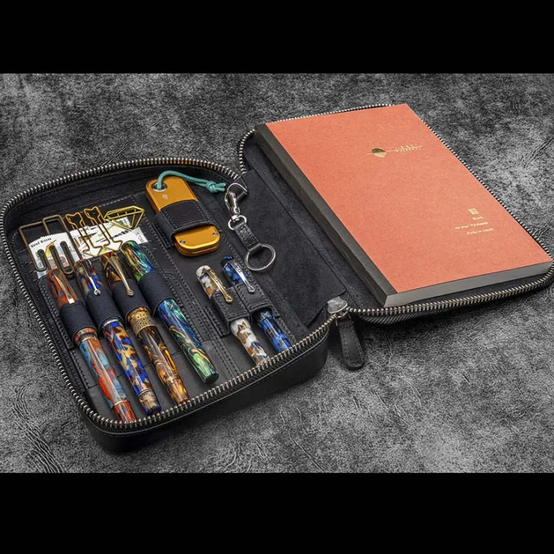Galen Leather | Funda Expansi-Folio Leather Wide A5 Zip Folio Black