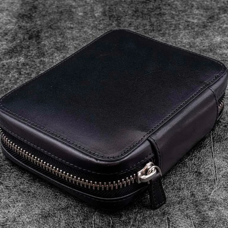 Galen Leather | Funda Expansi-Pouch Leather Wide 10 Slots Pen Case A6 Zip Folio Black
