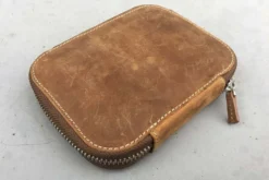 Galen Leather | Funda Leather Zippered 10 Slots Pen Case Crazy Horse Brown