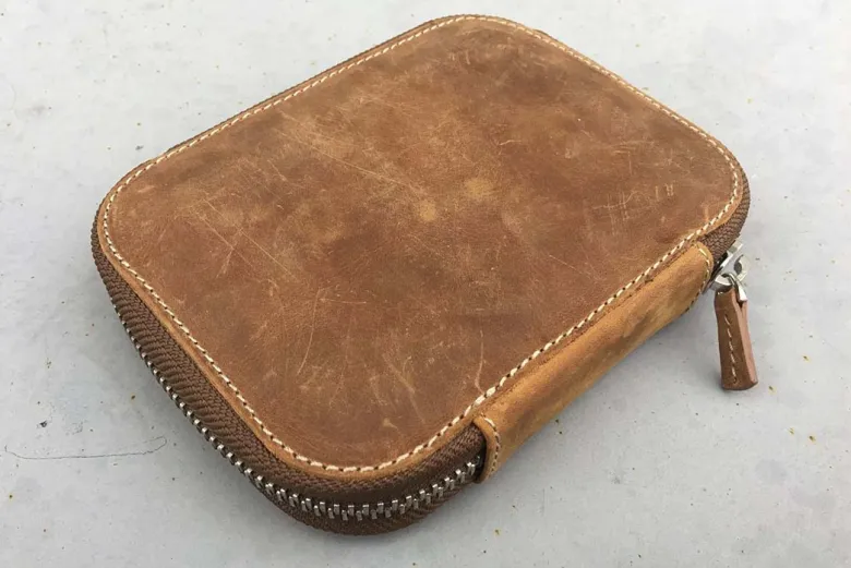 Galen Leather | Funda Leather Zippered 10 Slots Pen Case Crazy Horse Brown