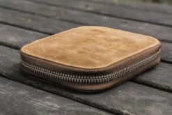 Galen Leather | Funda Leather Zippered 10 Slots Pen Case Crazy Horse Brown