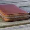 Galen Leather | Funda Leather Zippered 3 Slots Pen Case Brown