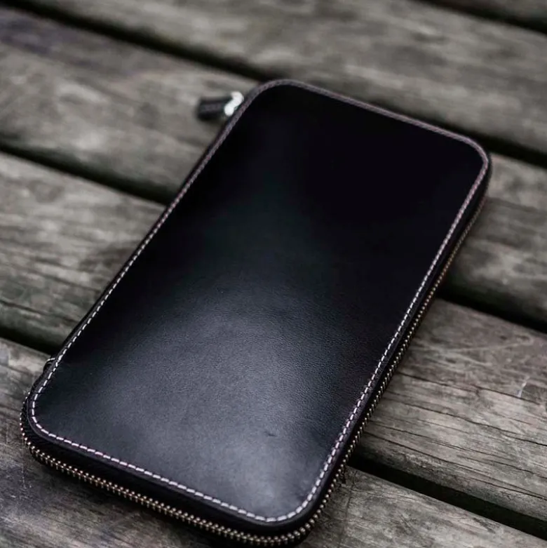 Galen Leather | Funda Leather Zippered Hobonichi Weeks Cover Black
