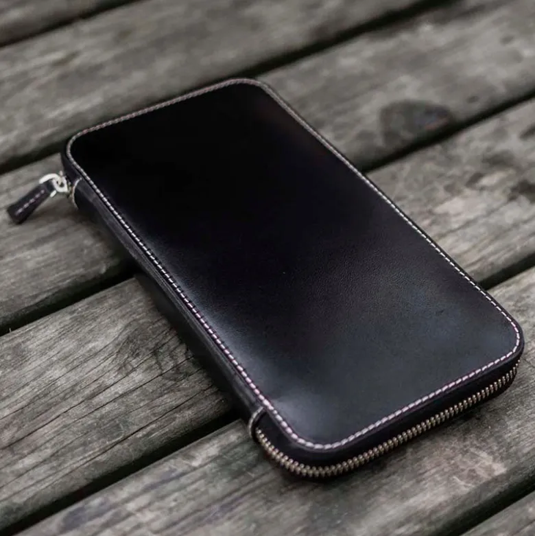 Galen Leather | Funda Leather Zippered Hobonichi Weeks Cover Black