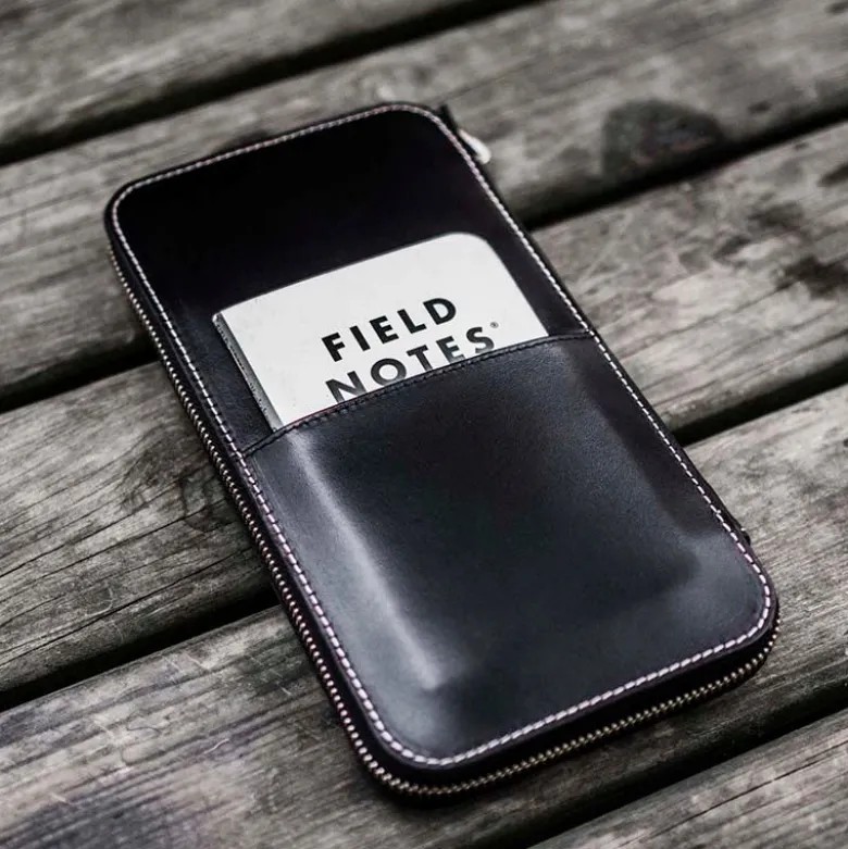 Galen Leather | Funda Leather Zippered Hobonichi Weeks Cover Black