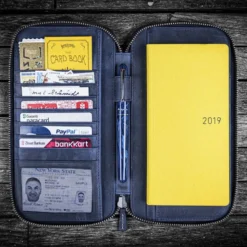 Galen Leather | Funda Leather Zippered Hobonichi Weeks Cover Crazy Horse Navy Blue