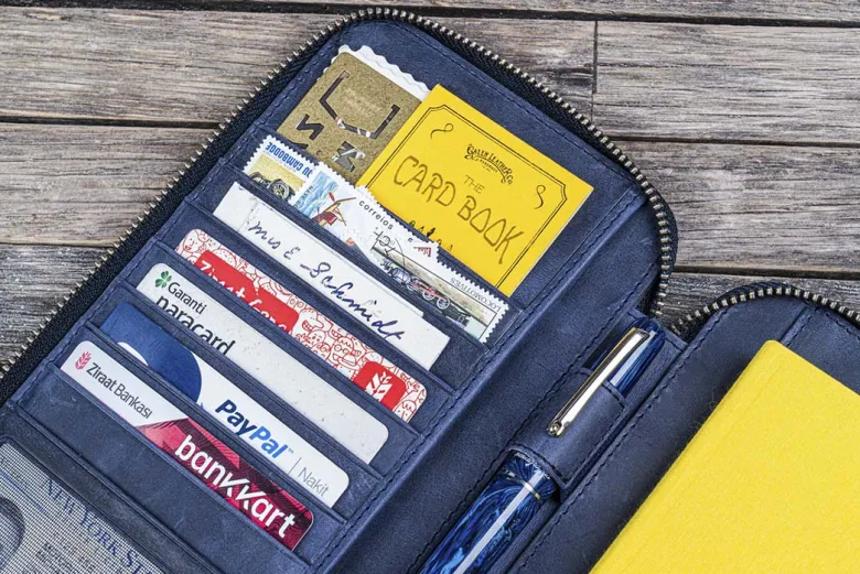 Galen Leather | Funda Leather Zippered Hobonichi Weeks Cover Crazy Horse Navy Blue