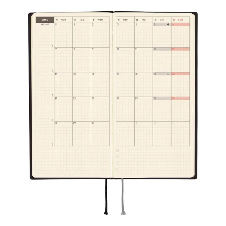Hobonichi | Agenda Hobonichi Weeks White Line: Black 2027