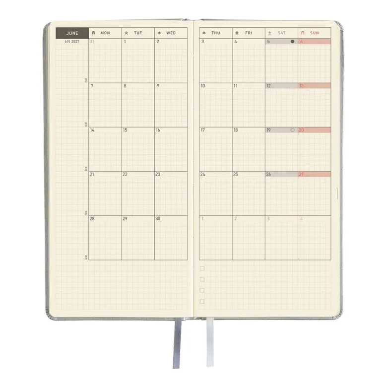 Hobonichi | Agenda Hobonichi Weeks Leather: Noble Silver 2027