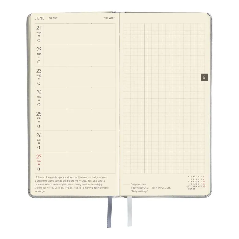 Hobonichi | Agenda Hobonichi Weeks Leather: Noble Silver 2027