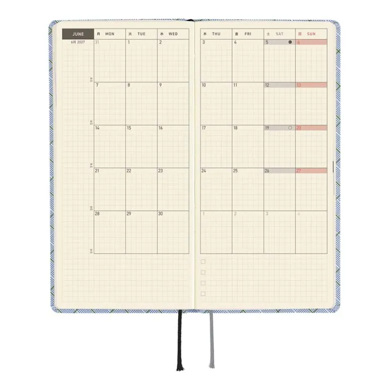 Hobonichi | Agenda Hobonichi Weeks Shirt Fabric: Graph Plaid 2027