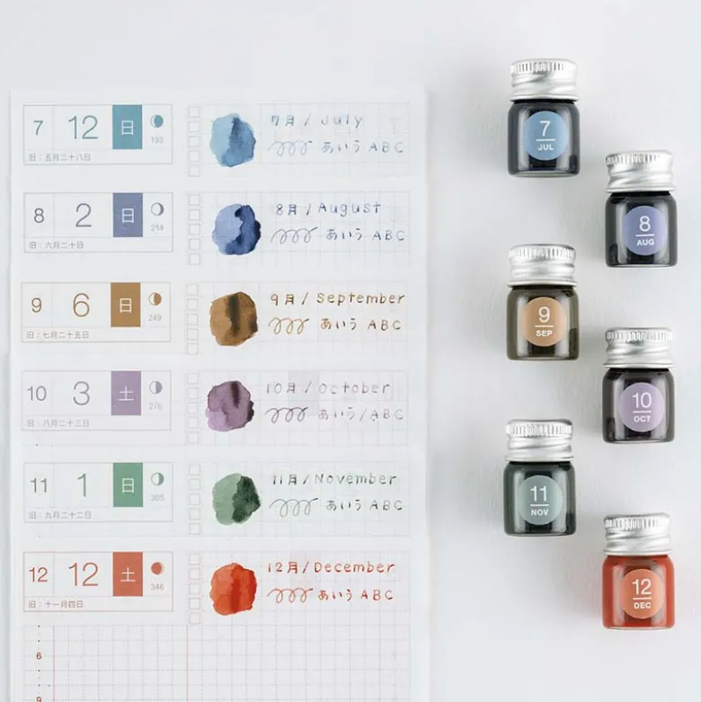 Hobonichi | Set de Mini Tintas Tintero Kakimori x TSUKI no IRO (Jul-Dec)