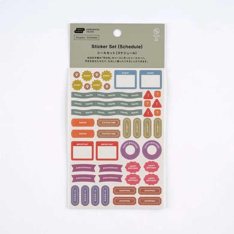 Hobonichi | Set de Pegatinas TSUKI no IRO Schedule