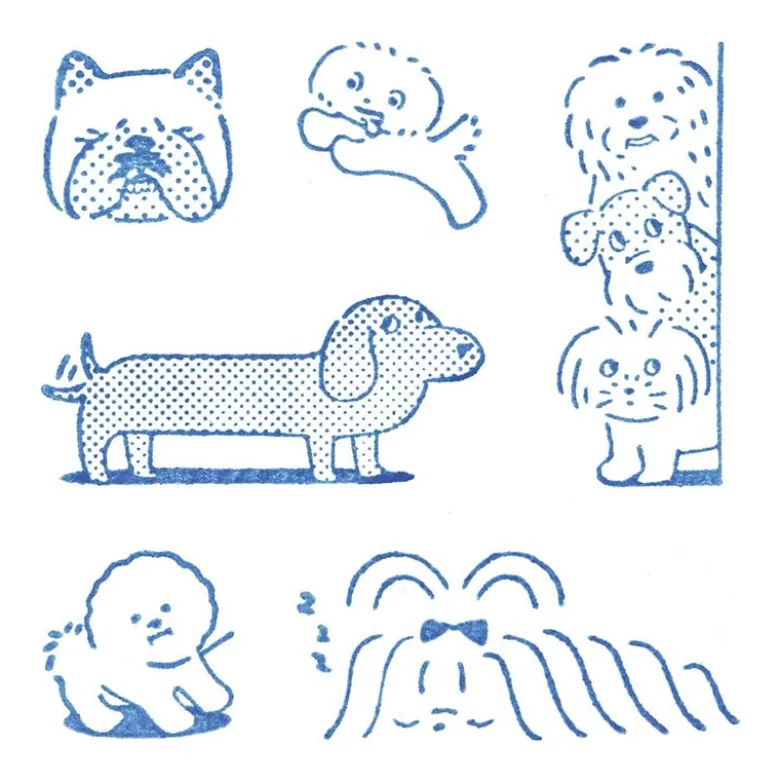 King Jim | Set de 6 Sellos Transparentes Kori Jirushi Dog Set