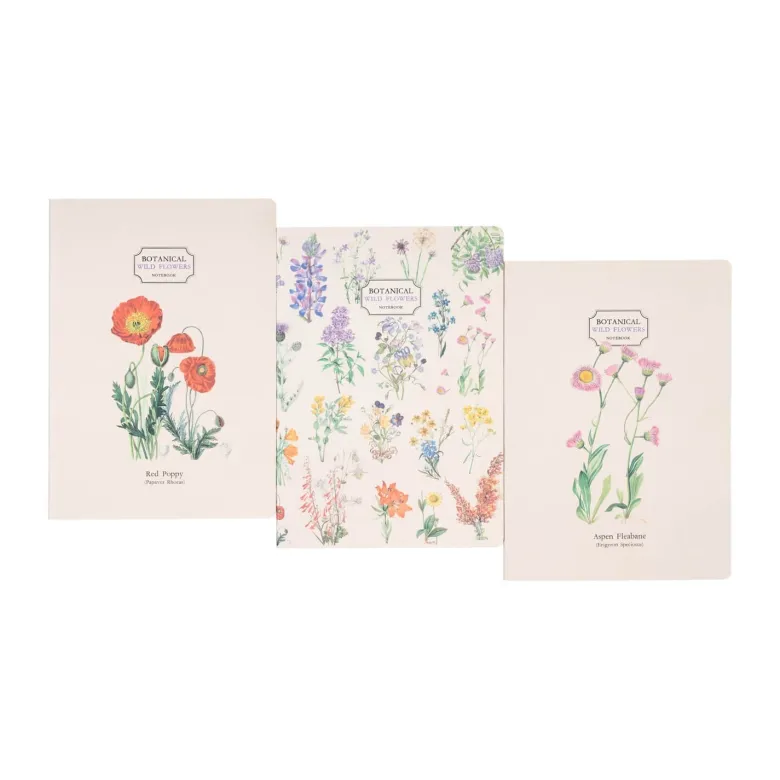 Kokonote | Pack de 3 Cuadernos A5 Botanical Wild Flowers