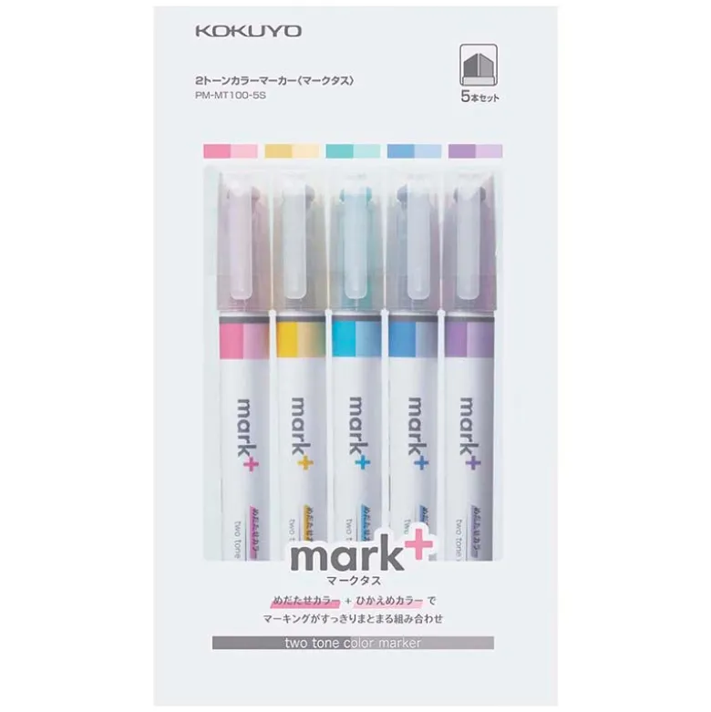 Kokuyo | Set de Subrayadores de Doble Punta Mark+ 2 Tone