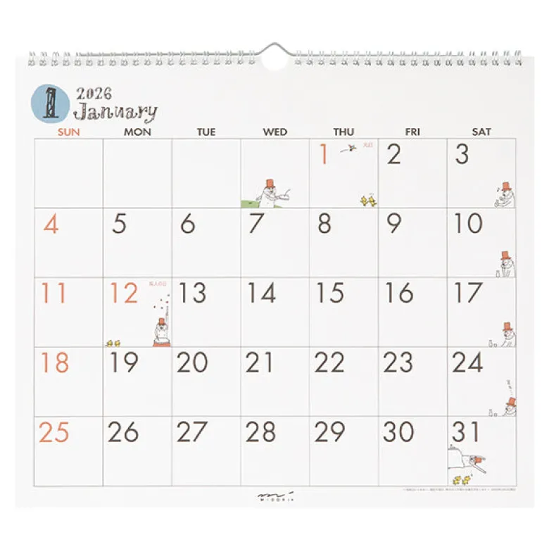 Midori | Calendario de Pared L 2026 Ojisan