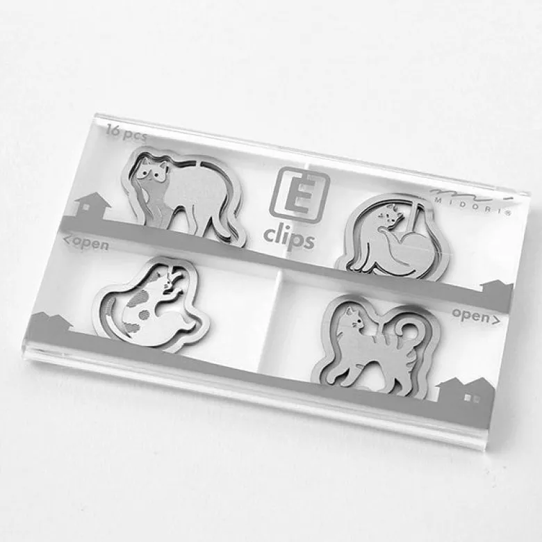 Midori | Clips Metálicos Etching Gatos
