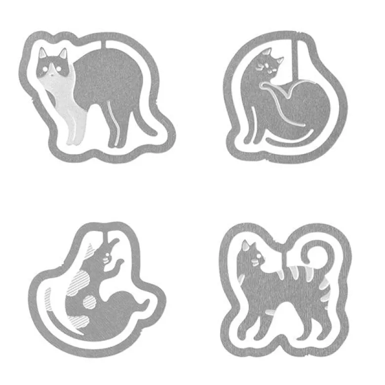 Midori | Clips Metálicos Etching Gatos
