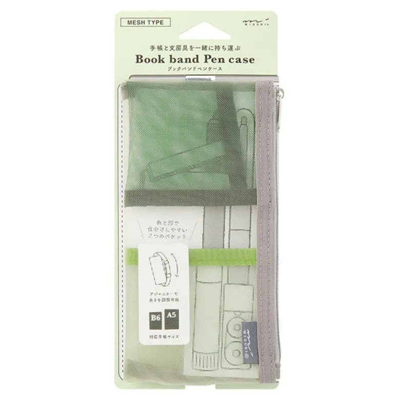 Midori | Estuche Book Band B6 - A5 de Malla Green