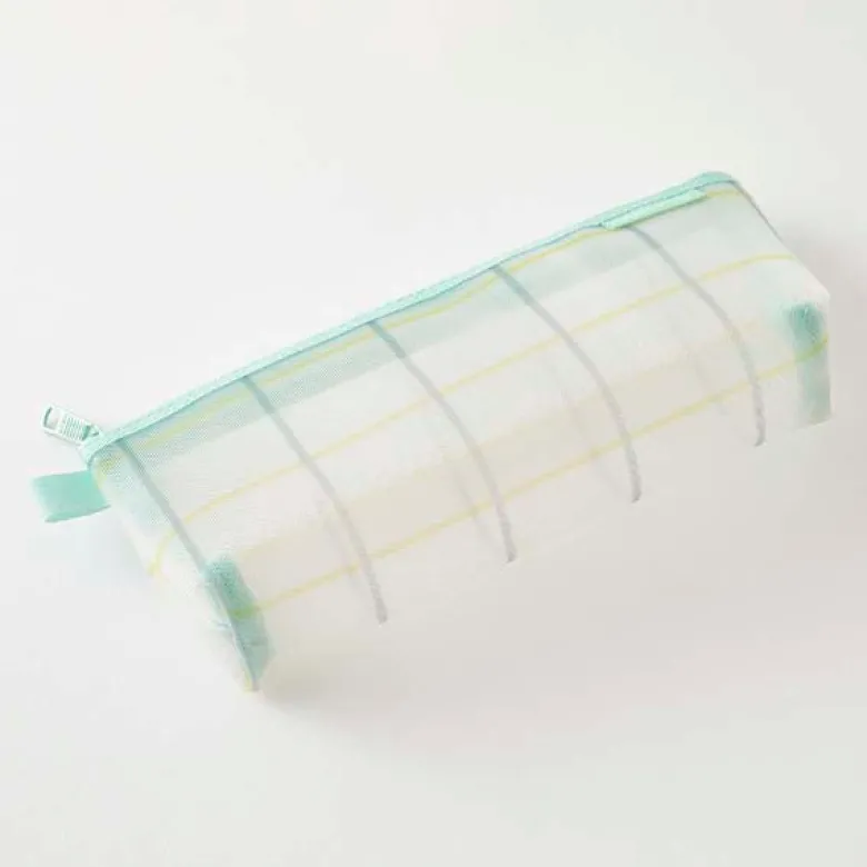 Midori | Estuche de Malla Pen Case with Gusset Check Green