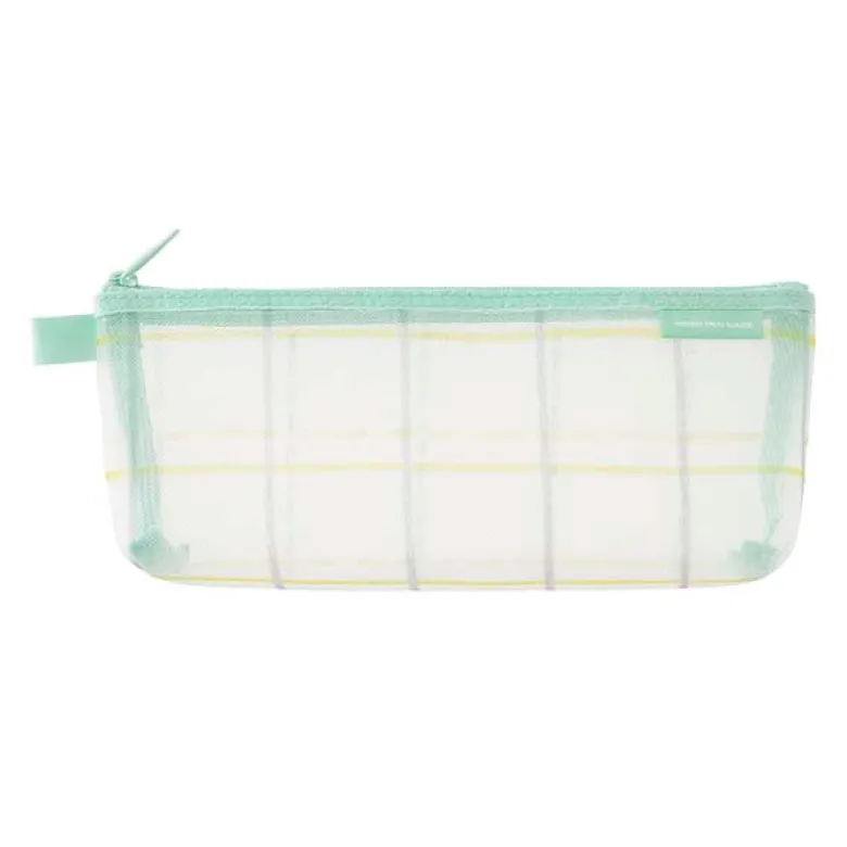 Midori | Estuche de Malla Pen Case with Gusset Check Green