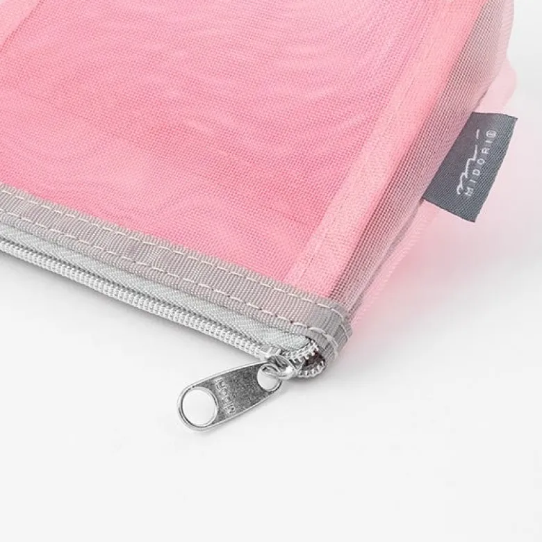 Midori | Estuche Gusset de Malla Pen & Tools Rosa