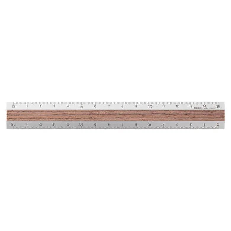 Midori | Regla de Aluminio y Madera 15cm Dark Brown