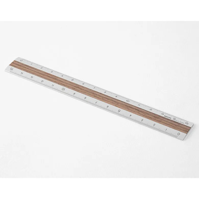 Midori | Regla de Aluminio y Madera 15cm Dark Brown