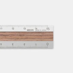 Midori | Regla de Aluminio y Madera 15cm Dark Brown