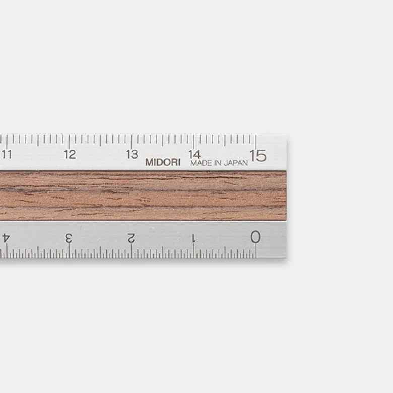 Midori | Regla de Aluminio y Madera 15cm Dark Brown