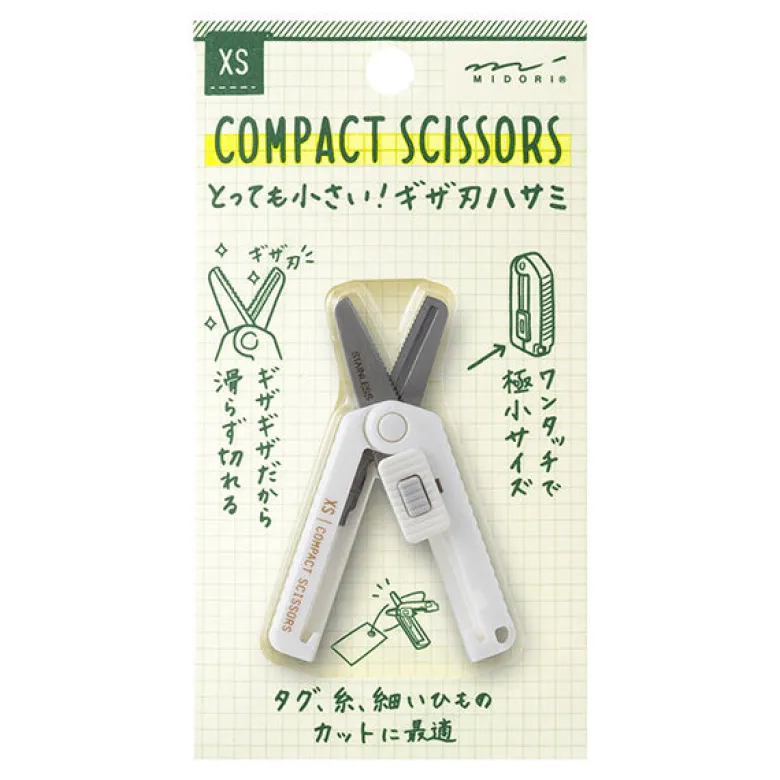 Midori | XS Mini Tijeras Dentadas Compactas Blanco