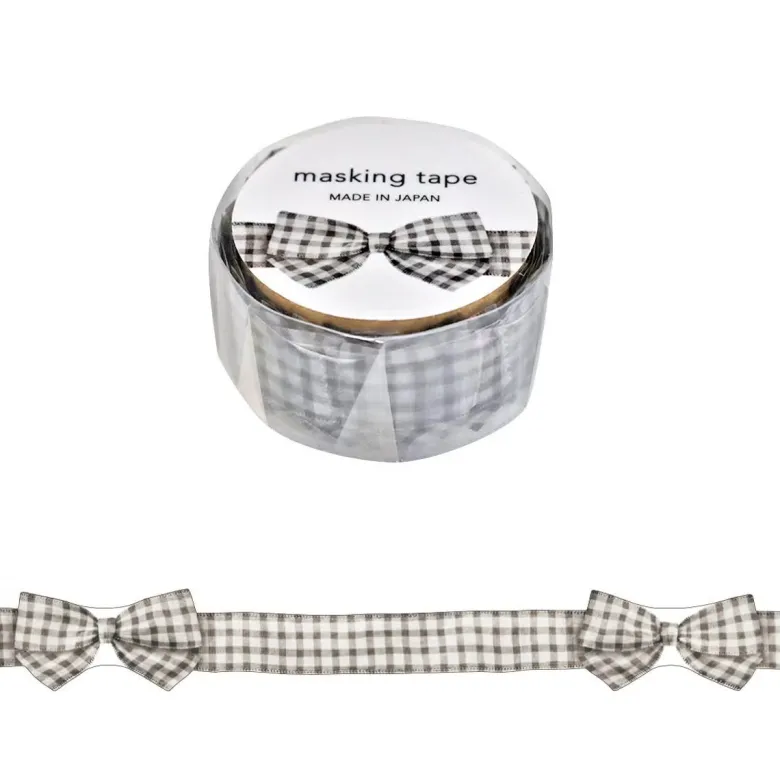 Mind Wave | Ribbon Die-Cut Gingham Check Gray Washi Tape