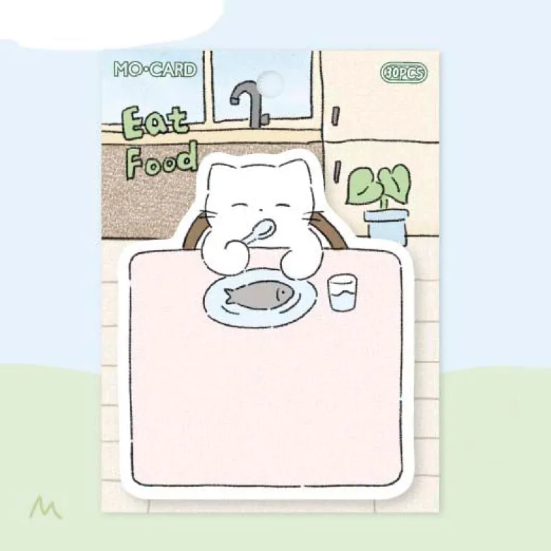 Mo Card | Notas Adhesivas Cat Life Small Theatre Eat Food