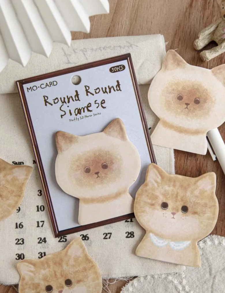 Mo Card | Notas Adhesivas Velvet ID Photo Round Round Siamese