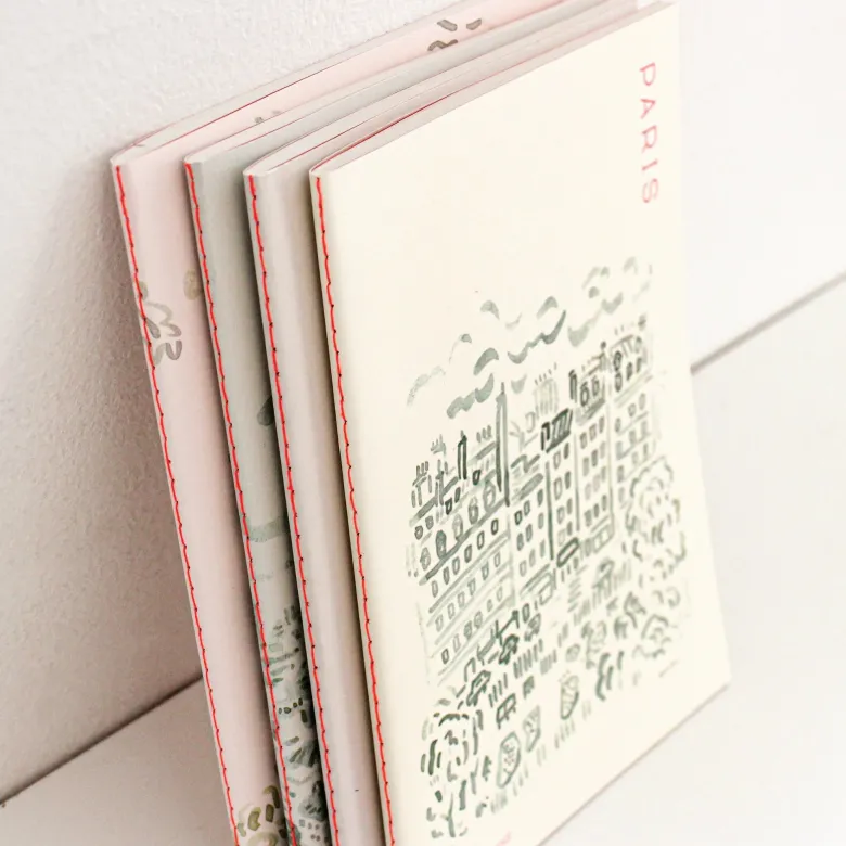 Paperways | Cuaderno de Viaje Ilustrado L'Après-midi Paris Eiffel Pink