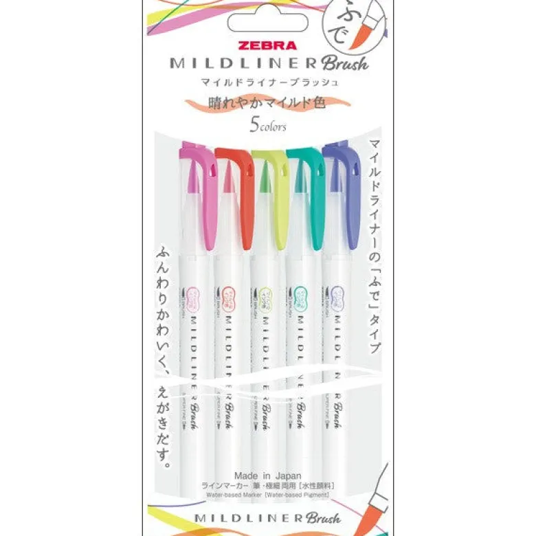 Zebra | Pack de Rotuladores Pincel Mildliner Bright (Nuevo Packaging)